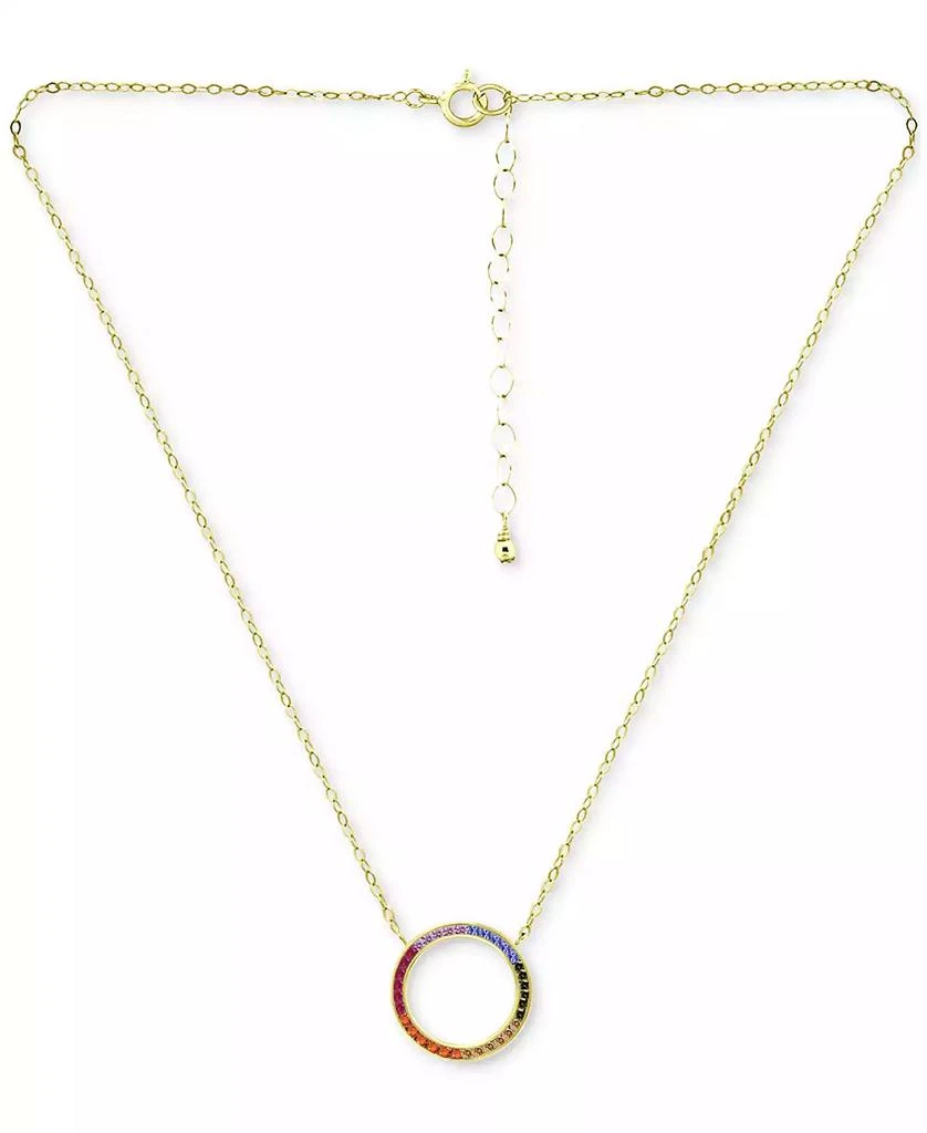 商品Giani Bernini|Rainbow Cubic Zirconia Open Circle Pendant Necklace in 18k Gold-Plated Sterling Silver, 16" + 2" extender, Created for Macy's,价格¥535,第3张图片详细描述