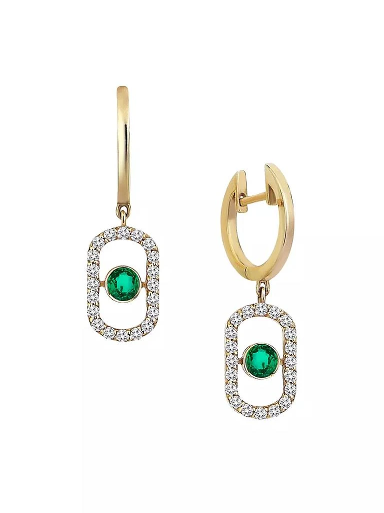 商品Sim and Roz|Orbits 14K Yellow Gold, Emerald, &amp; 0.3 TCW Diamond Drop Earrings,价格¥14825,第1张图片