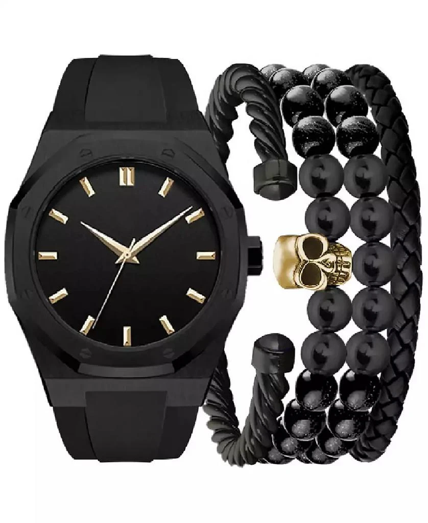 商品American Exchange|Men's Black Silicone Strap Watch 47mm Gift Set,价格¥150,第1张图片