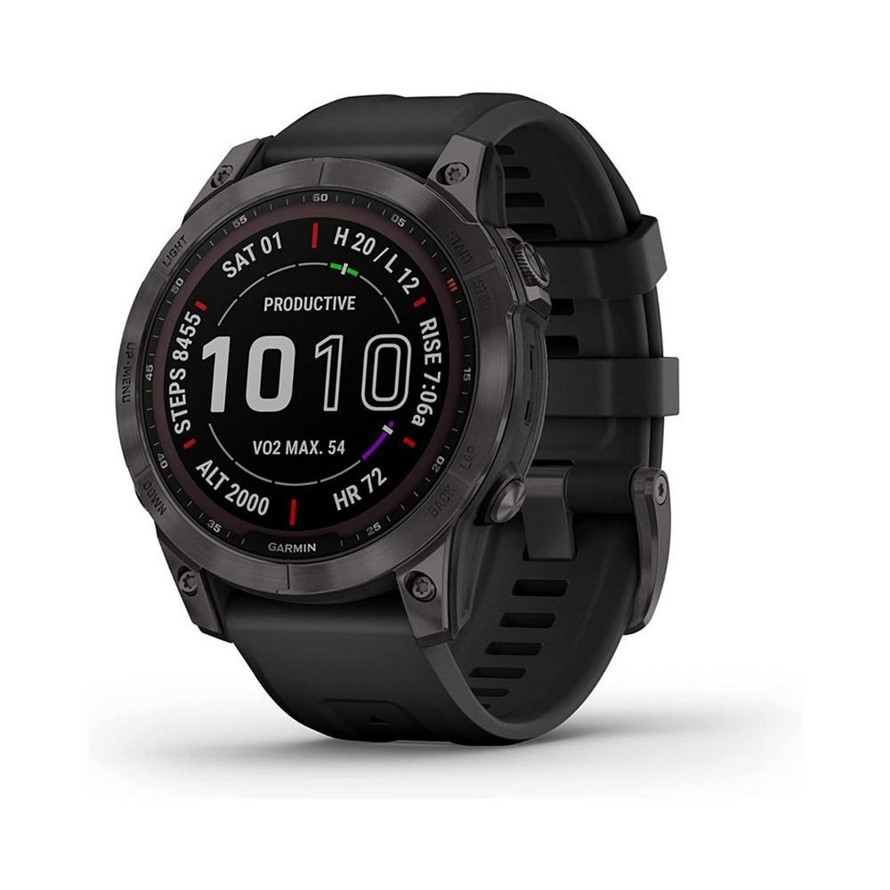 商品Garmin|Unisex Fenix 7 Sapphire Solar Carbon Gray Diamond like Carbon Titanium with Black Silicone Band Smart Watch 47mm,价格¥5894,第4张图片详细描述