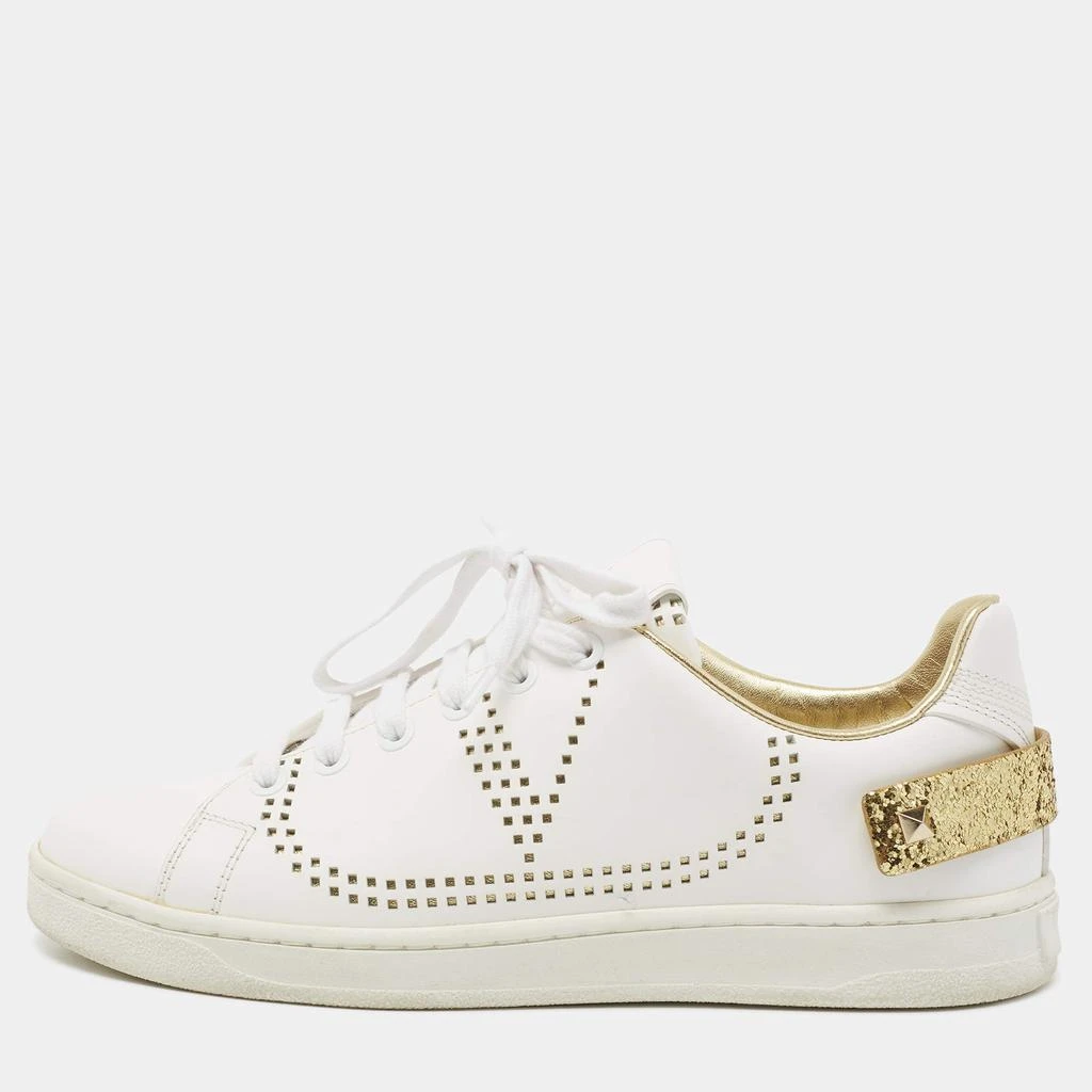 商品[二手商品] Valentino|Valentino White Leather Backnet  Lace Up Sneakers Size 37,价格¥3650,第1张图片
