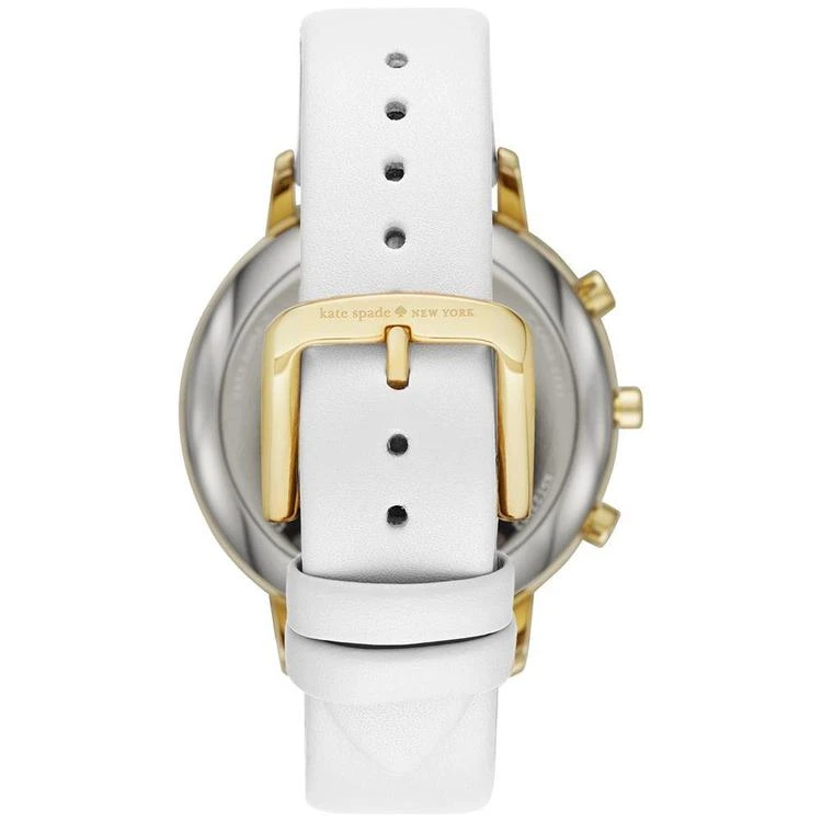 商品Kate Spade|Women's Metro Grand White Leather Strap Hybrid Smart Watch 39mm KST23104,价格¥1403,第3张图片详细描述