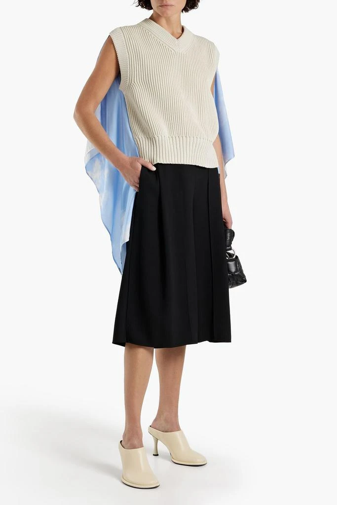 商品MM6|Cape-effect printed crepe de chine and ribbed cotton vest,价格¥1452,第2张图片详细描述