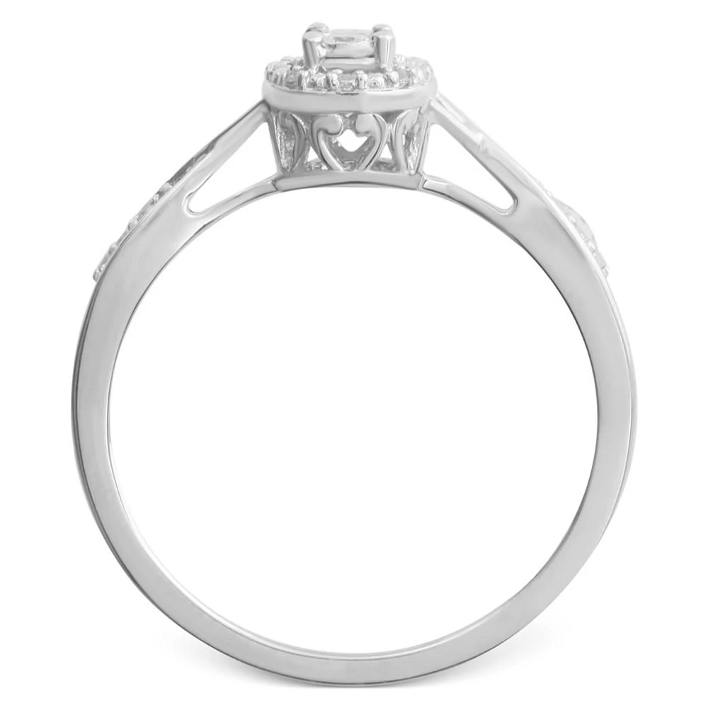 商品Macy's|Diamond Halo Twist Promise Ring (1/10 ct. t.w.) in 14k White Gold,价格¥6728,第3张图片详细描述