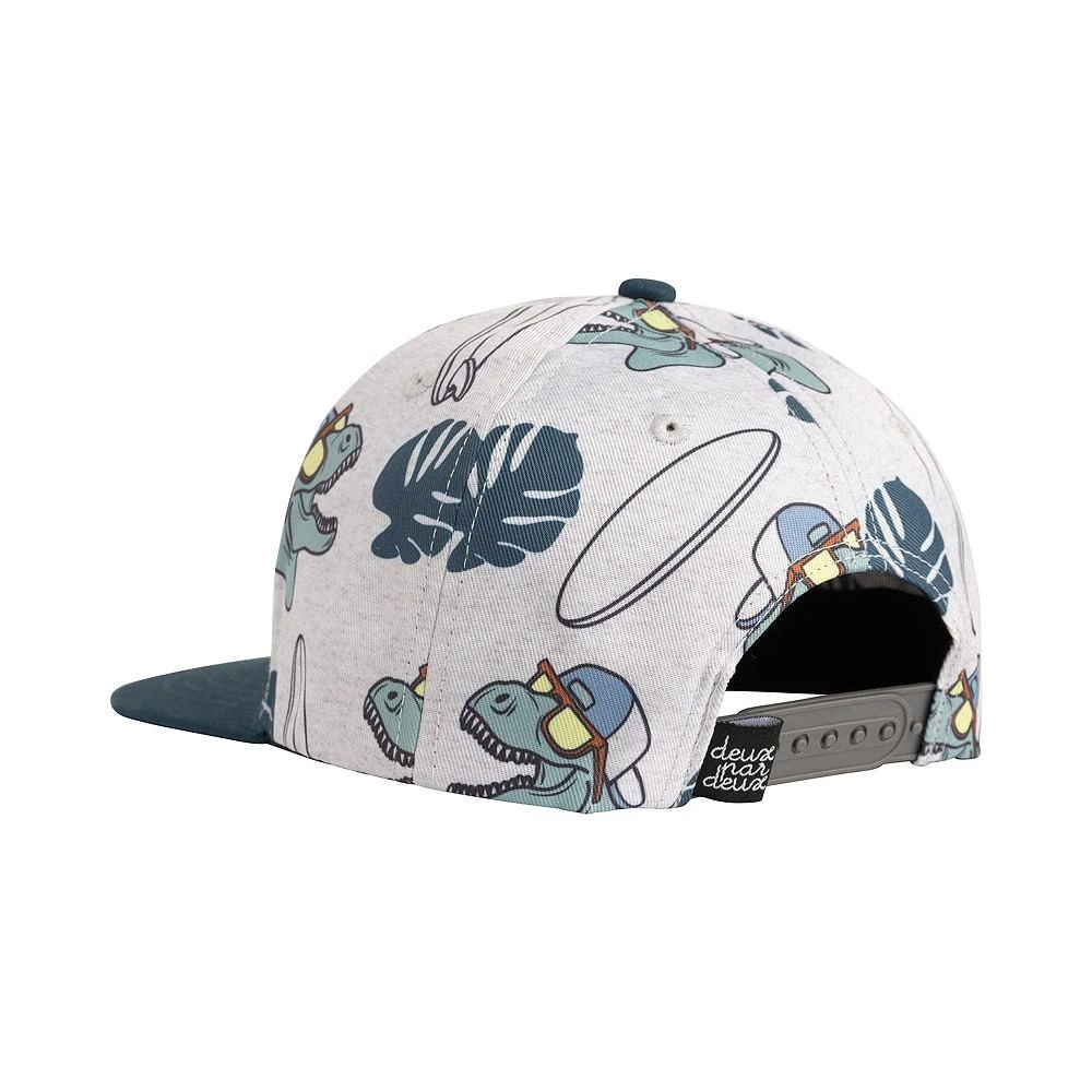 商品Deux par Deux|Boy Printed Cap Light Heather Grey & Teal Dinosaurs - Toddler|Child,价格¥108,第2张图片详细描述