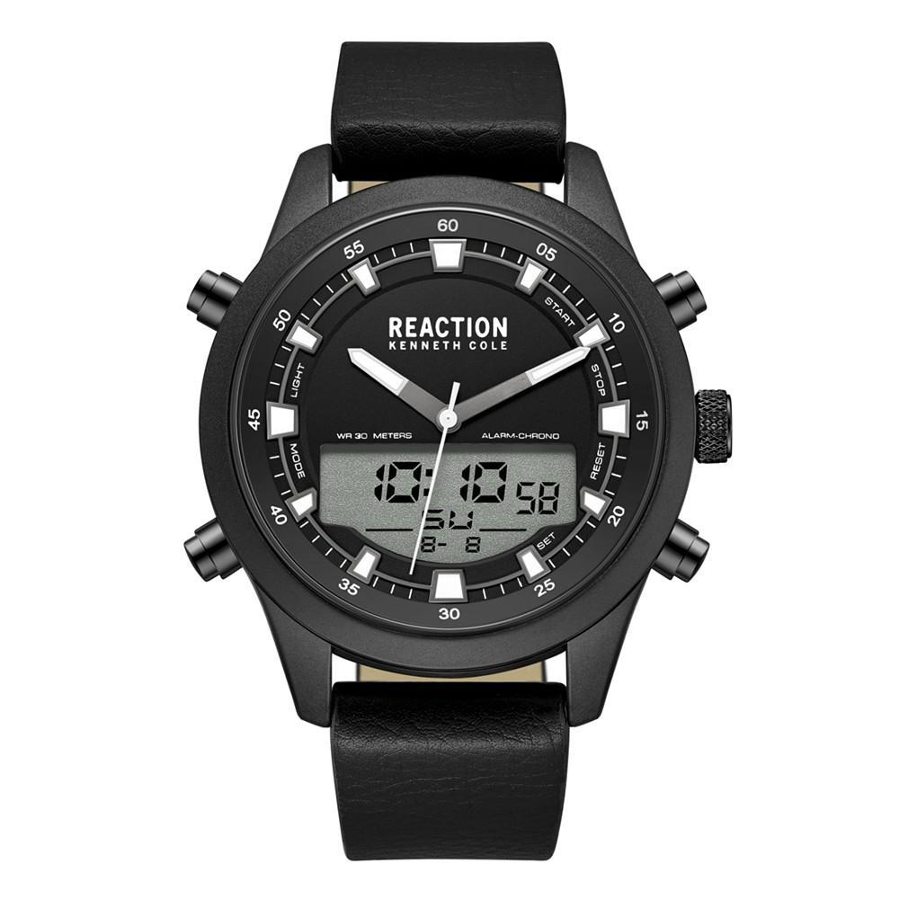 商品Kenneth Cole|Men's Ana-digi Black Synthetic Leather Strap Watch , 46mm,价格¥627,第1张图片