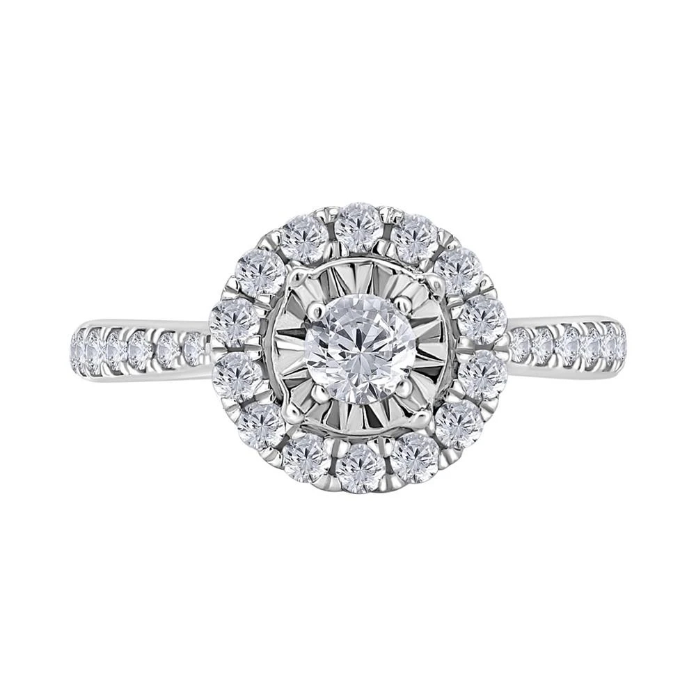 商品Macy's|Diamond Halo Engagement Ring (5/8 ct. t.w.) in 14k White Gold,价格¥16444,第3张图片详细描述