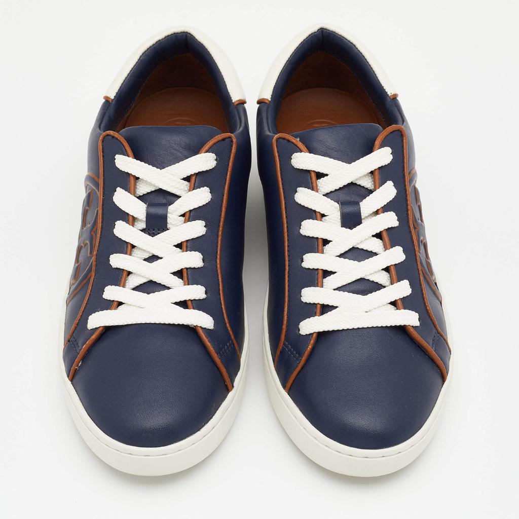 Tory Burch Navy Blue Leather Chance Low Top Sneakers Size 37.5商品第3张图片规格展示