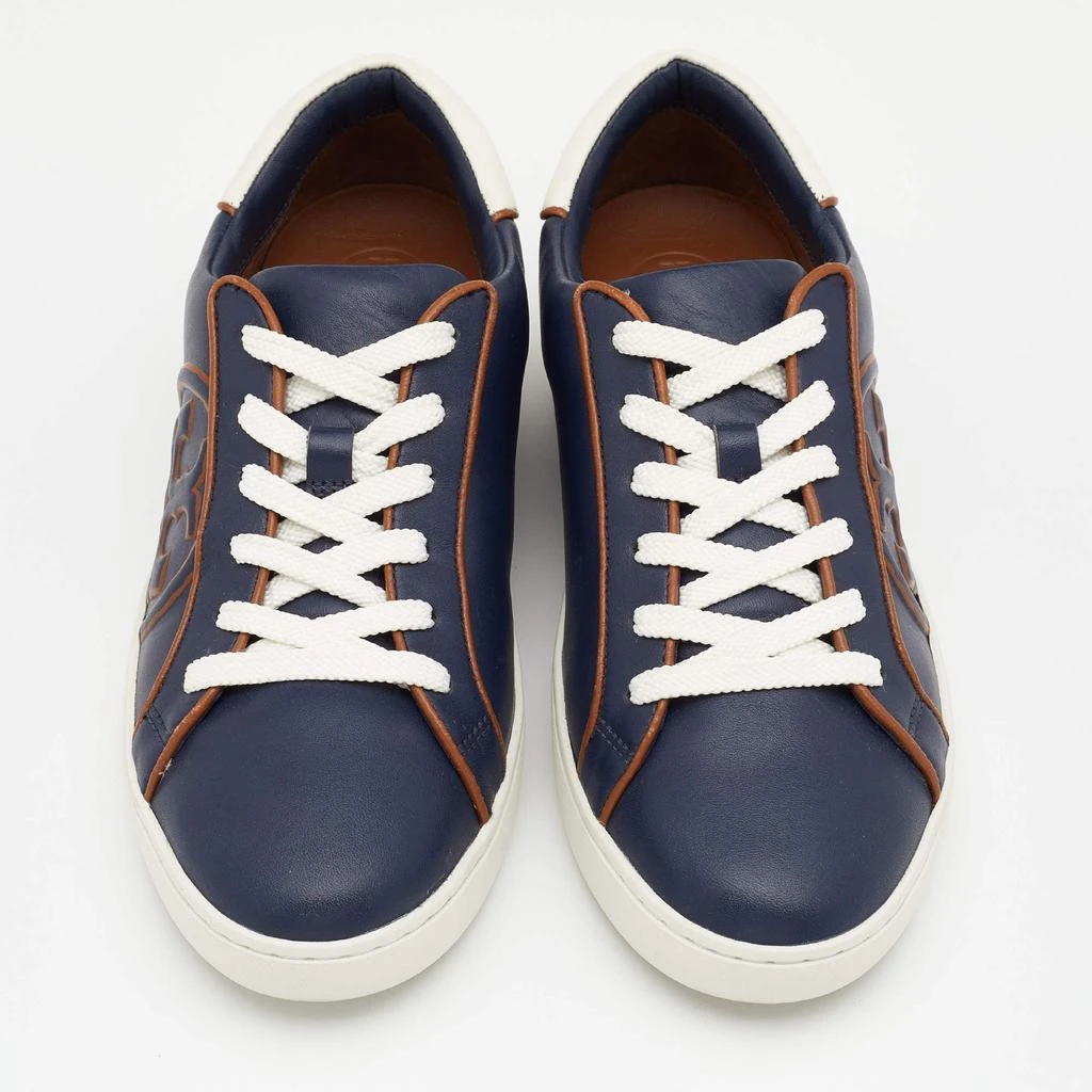 商品[二手商品] Tory Burch|Tory Burch Navy Blue Leather Chance Low Top Sneakers Size 37.5,价格¥899,第3张图片详细描述