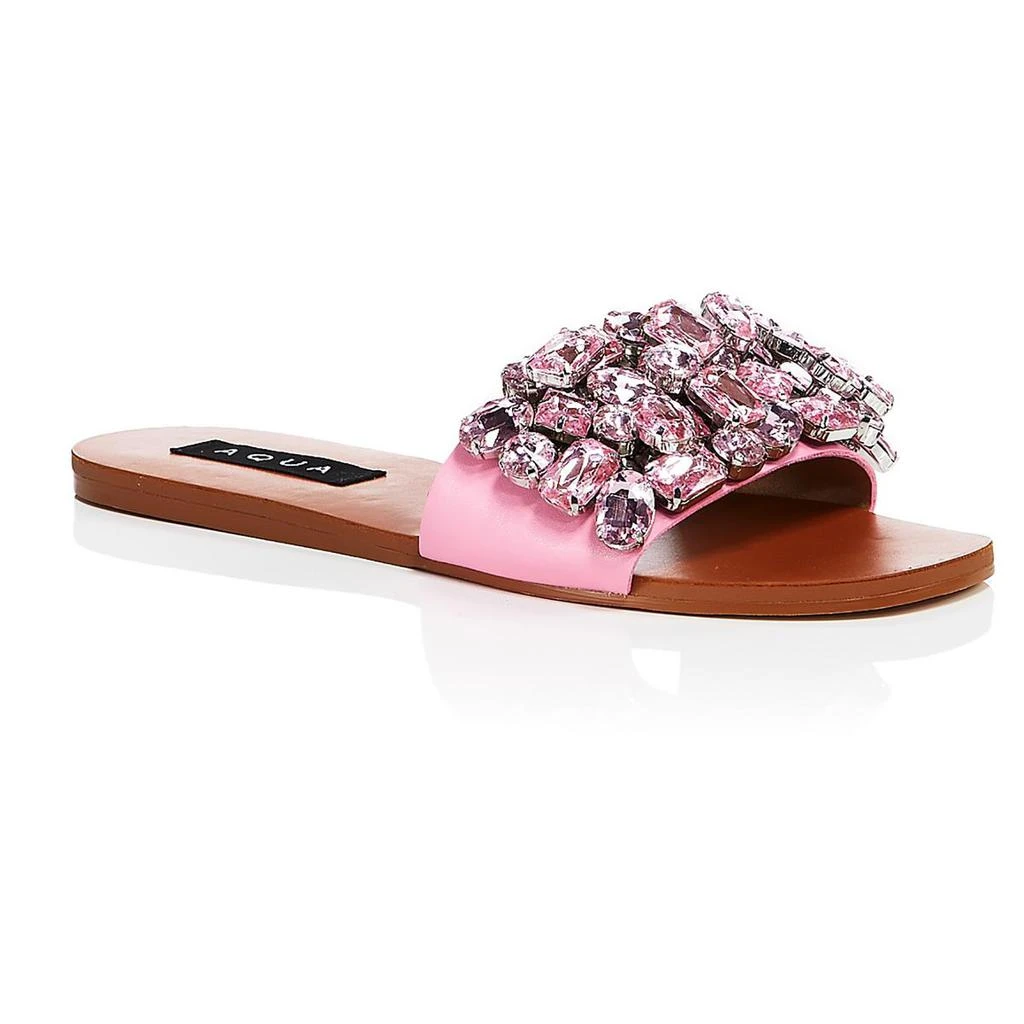 商品AQUA|Aqua Womens Paris Rhinestone Flat Slide Sandals,价格¥192,第1张图片