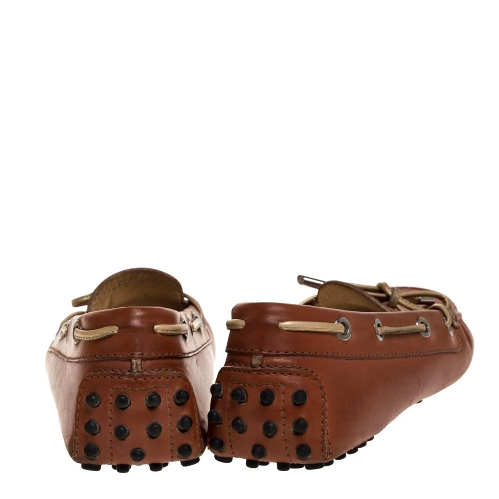 商品[二手商品] Tod's|Tod's Brown Leather Bow Slip On Loafers Size 37.5,价格¥1296,第5张图片详细描述