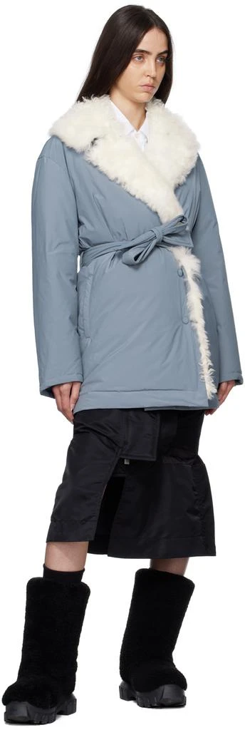 商品Yves Salomon|SSENSE Exclusive Blue Single-Breasted Shearling Down Coat,价格¥1784,第4张图片详细描述