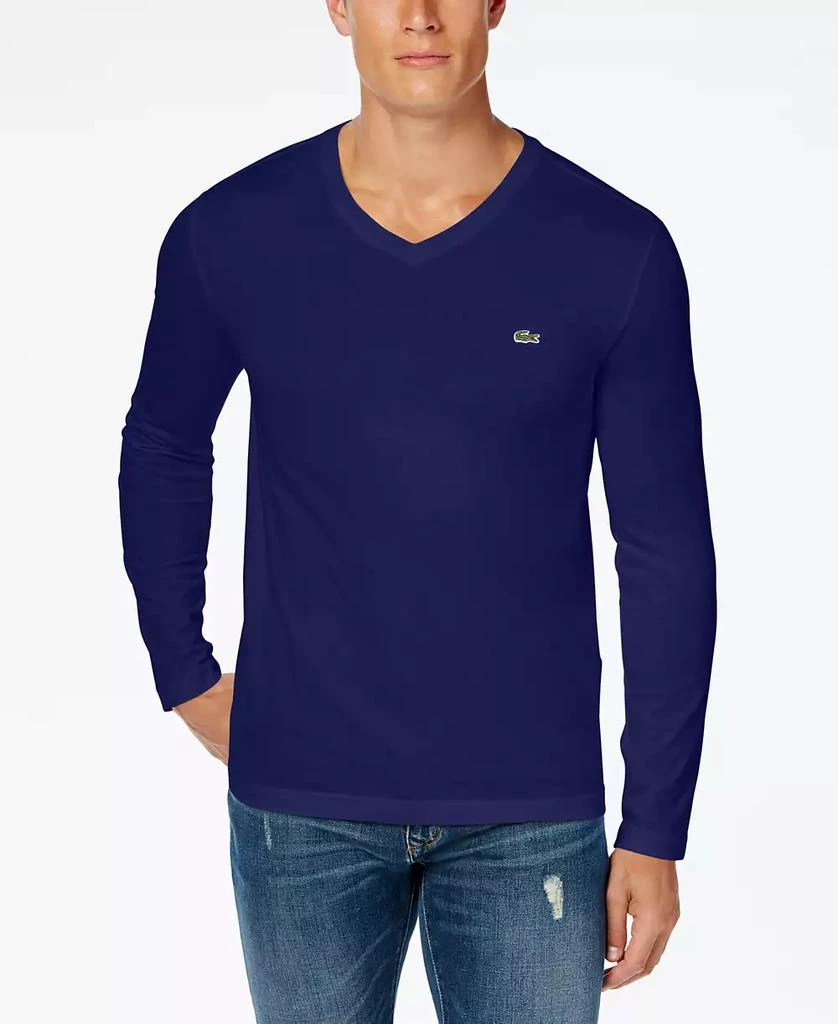 商品Lacoste|Men's V-Neck Casual Long Sleeve Jersey T-Shirt,价格¥548,第1张图片详细描述