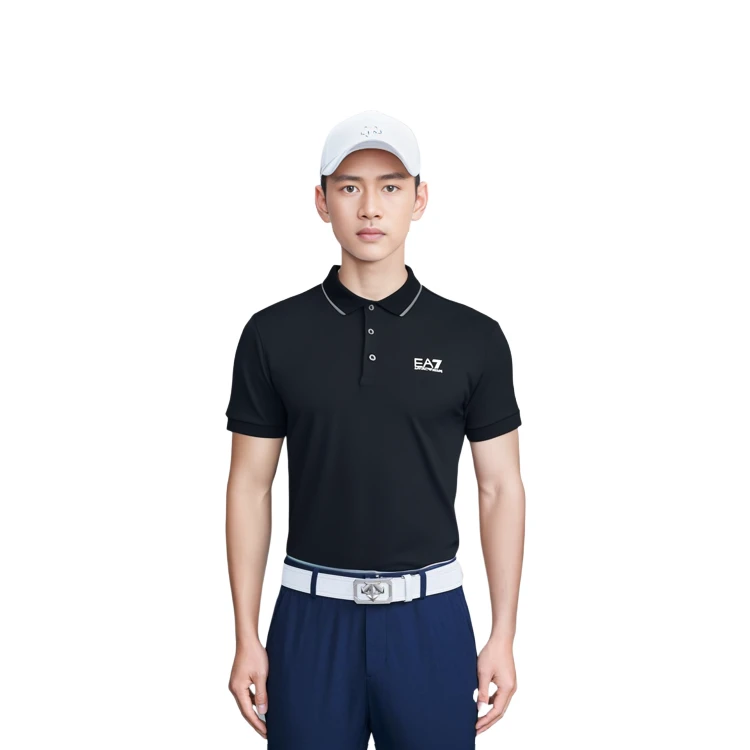 商品[国内直发] Emporio Armani|阿玛尼 EA7 字母时尚短袖Polo衫 男款 黑色,价格¥483,第9张图片详细描述