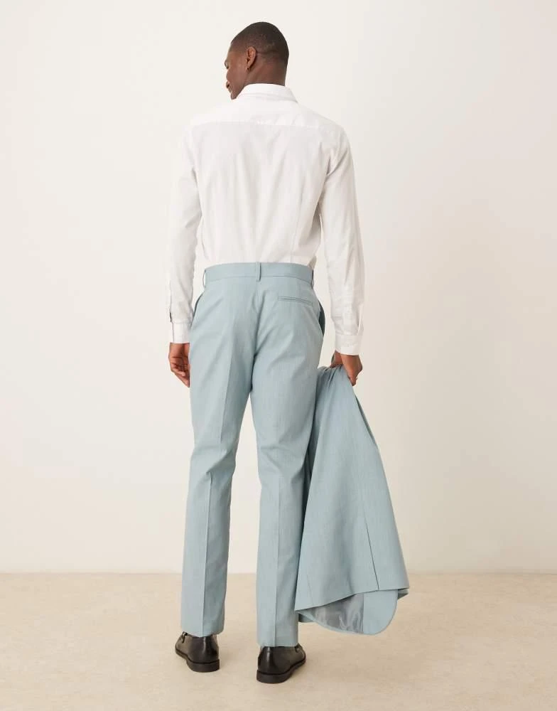 商品ASOS|ASOS DESIGN linen look slim suit trousers with front pleat in light blue,价格¥215,第2张图片详细描述