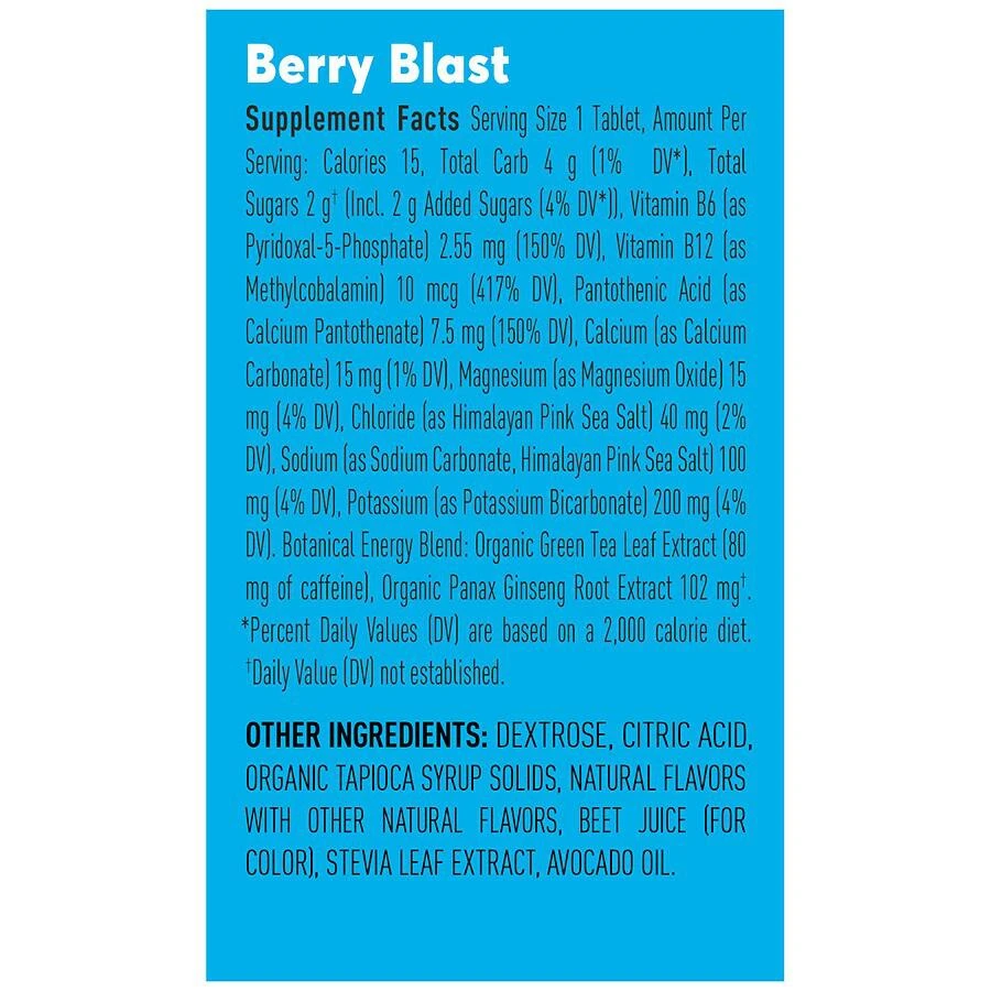 商品Nuun Hydration|Energy Electrolyte Drink Tablets Berry Blast,价格¥60,第3张图片详细描述