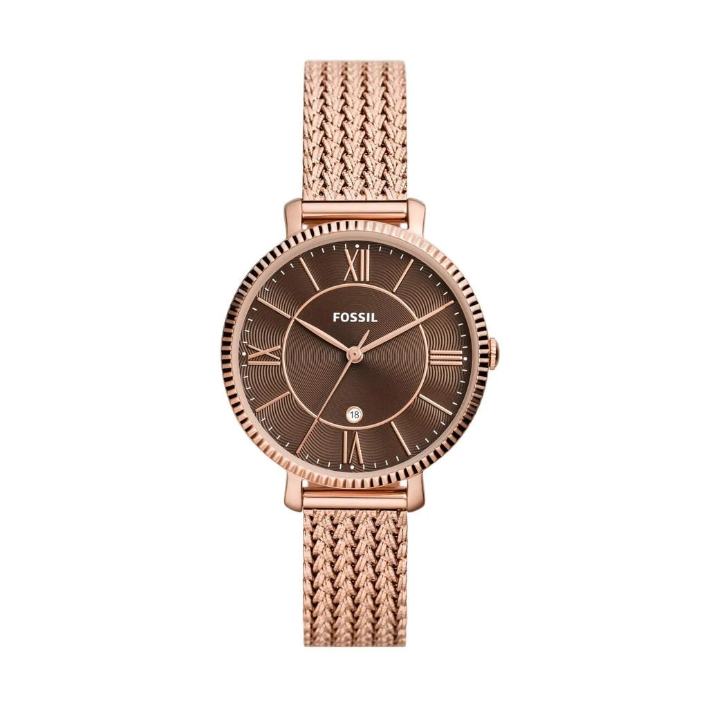 商品Fossil|Jacqueline Three-Hand Date Rose Gold-Tone Stainless Steel Mesh Watch - ES5322,价格¥1122,第1张图片