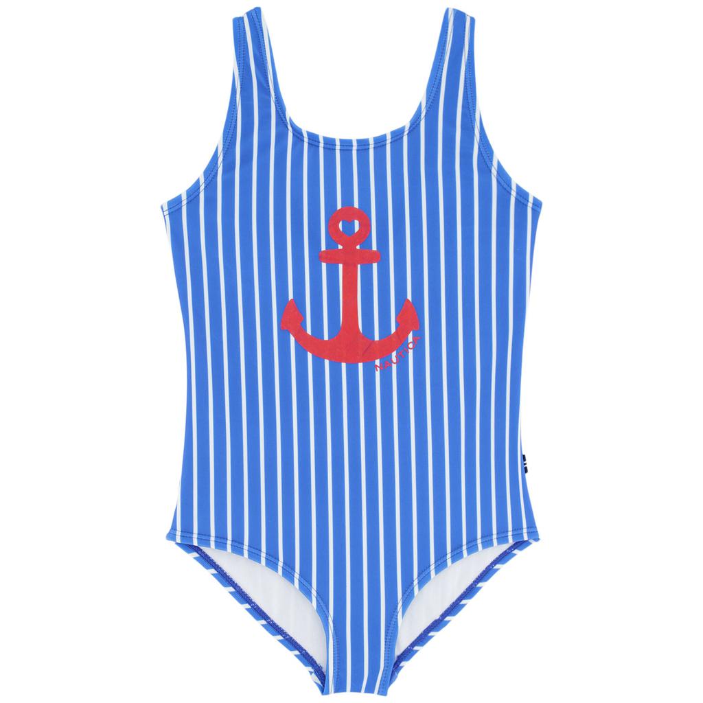 Nautica Little Girls' Striped Anchor One-Piece (4-7)商品第1张图片规格展示