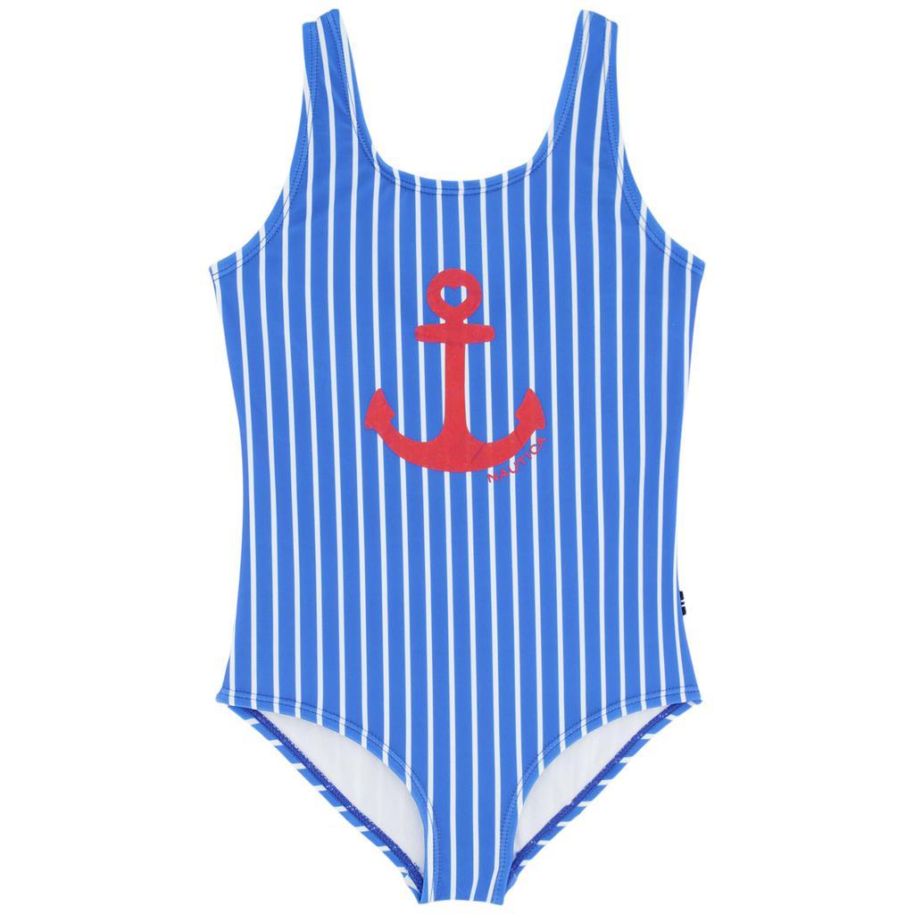 商品Nautica|Nautica Little Girls' Striped Anchor One-Piece (4-7),价格¥94,第1张图片