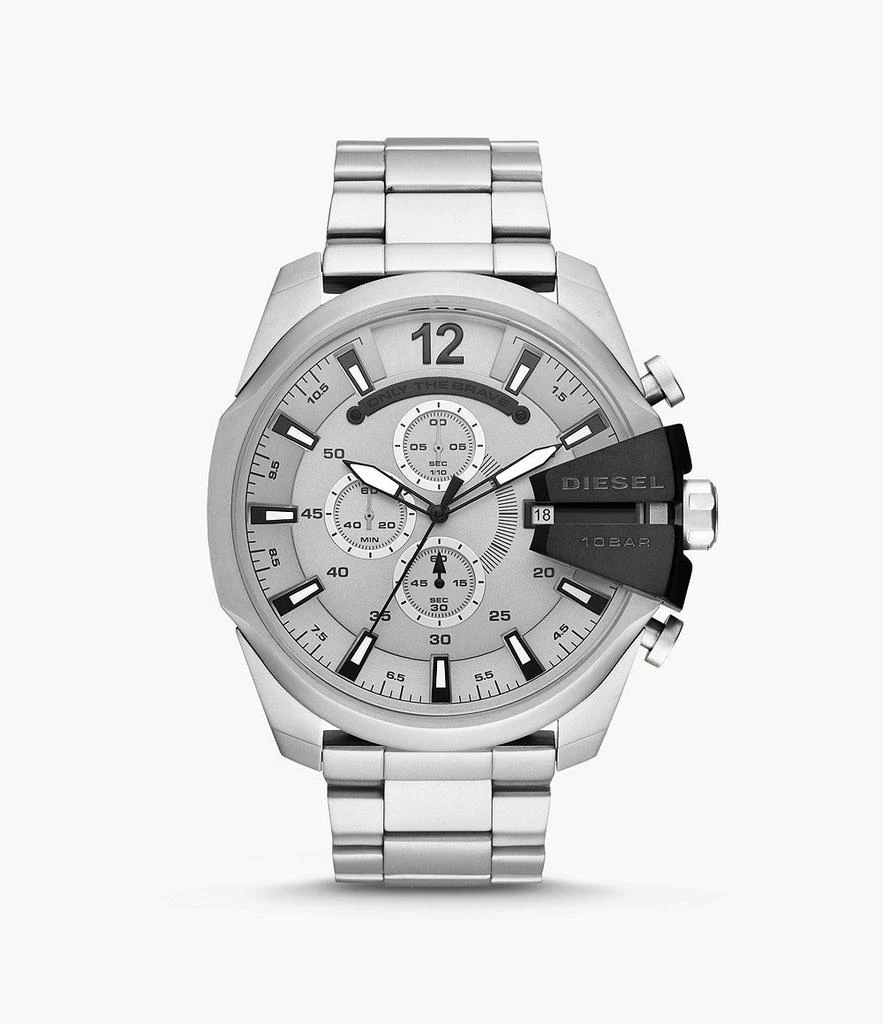 商品Diesel|Diesel Men's Mega Chief Chronograph, Silver-Tone Stainless Steel Watch,价格¥989,第1张图片