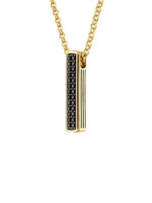 商品Esquire Men's Jewelry|14K Goldplated Sterling Silver & Black Sapphire Vertical Bar Pendant Necklace,价格¥1576,第2张图片详细描述