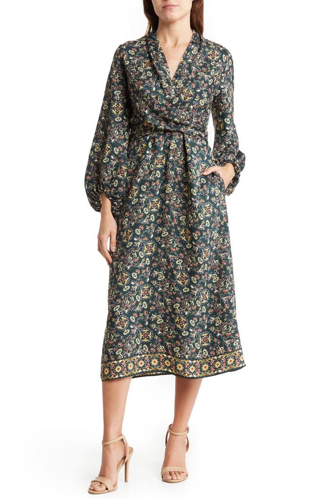 Satin Twist Long Sleeve Midi Dress商品第1张图片规格展示