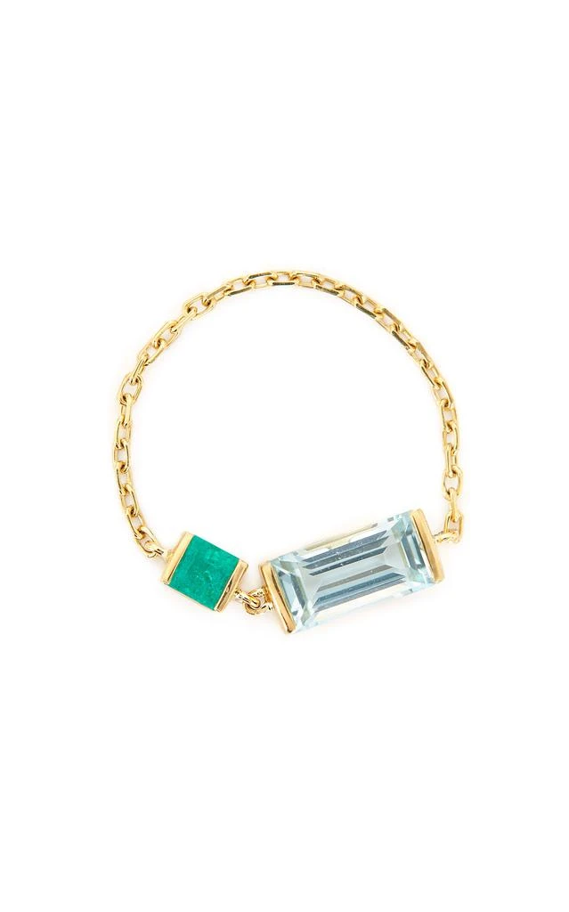 商品Yi Collection|Yi Collection - 18K Yellow Gold Aquamarine And Emerald Chain Ring - Green - US 6 - Moda Operandi - Gifts For Her,价格¥6741,第1张图片