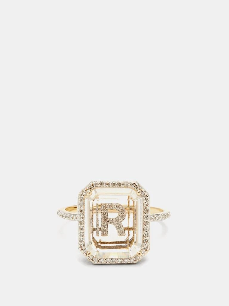 商品MATEO|Initials diamond, quartz & 14kt gold ring R-Z,价格¥7835,第1张图片
