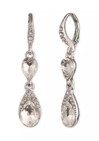 商品Givenchy|Silver Tone Crystal Pear Stone Double Drop Earrings,价格¥333,第1张图片