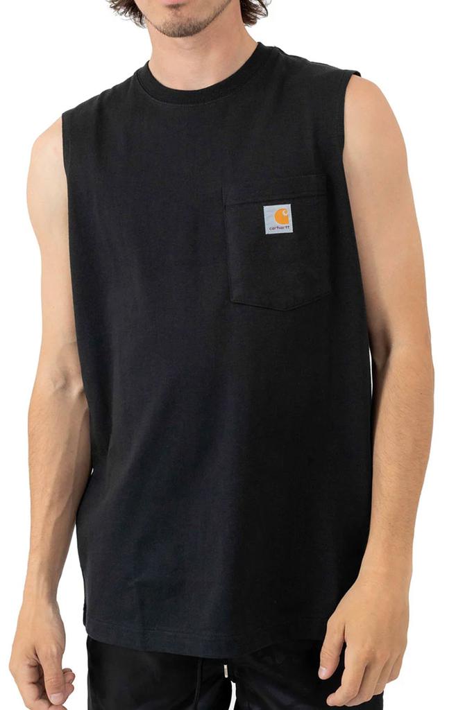 (100374) Workwear Pocket Sleeveless Shirt - Black商品第1张图片规格展示