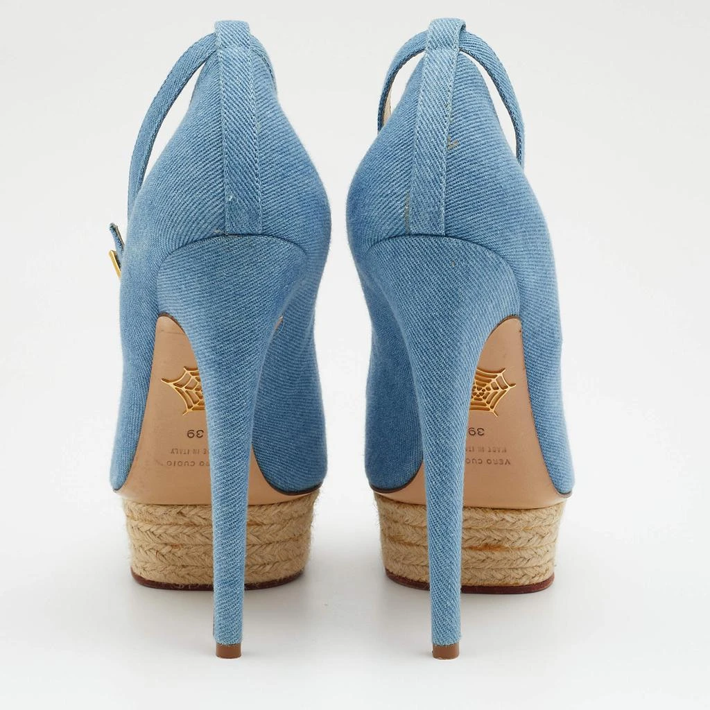 商品[二手商品] Charlotte Olympia|Charlotte Olympia Blue Denim Dolores Platform Ankle Strap Pumps Size 39,价格¥1122,第5张图片详细描述