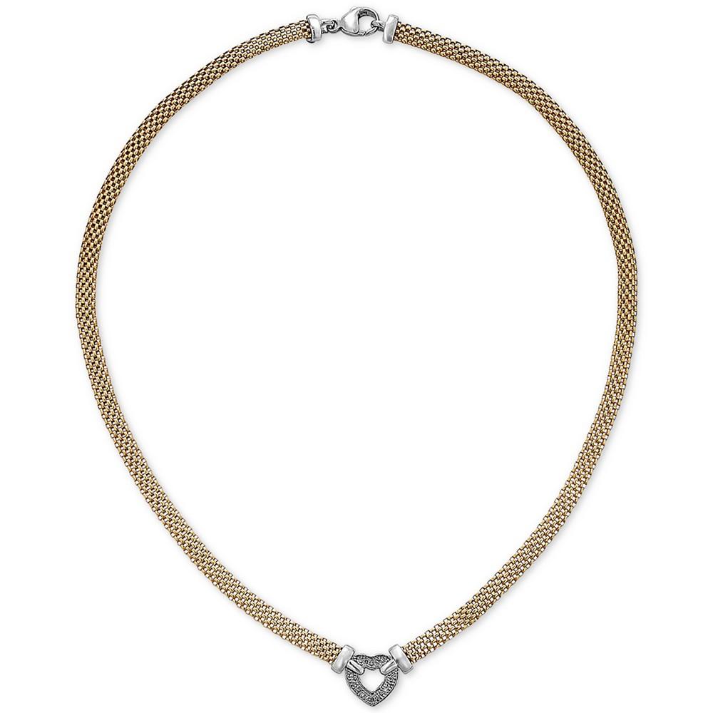 Diamond Heart Necklace in 14k Gold Vermeil and Sterling Silver (1/8 ct. t.w.)商品第4张图片规格展示