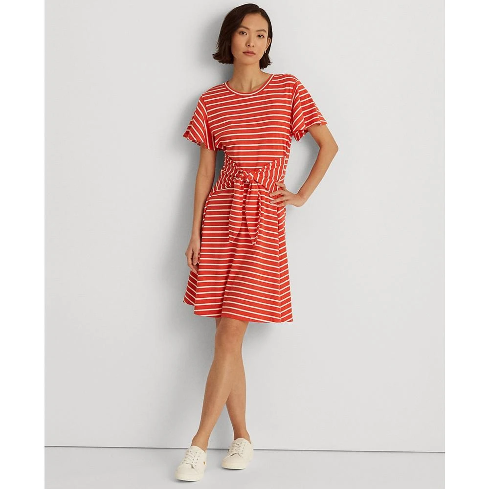 商品Ralph Lauren|Striped Tie-Front Jersey Dress,价格¥279,第1张图片