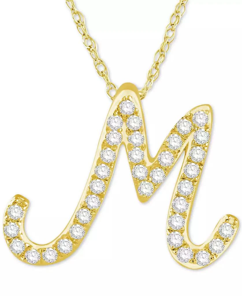 商品Macy's|Diamond Initial Pendant Necklace (1/10 ct. t.w.) in 14k Gold Over Sterling Silver, 16" + 2" Extender,价格¥935,第1张图片详细描述