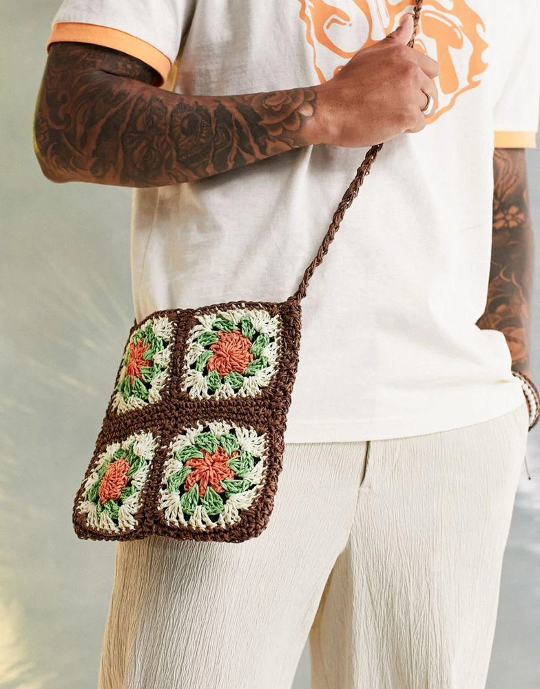 商品ASOS|ASOS DESIGN straw cross body bag in orange and green,价格¥81,第1张图片