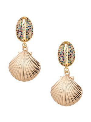 商品Eye Candy LA|Luxe Crystal Shell Drop Earrings,价格¥308,第1张图片