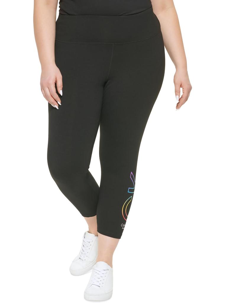 Plus Womens Logo Fitness Athletic Leggings商品第1张图片规格展示