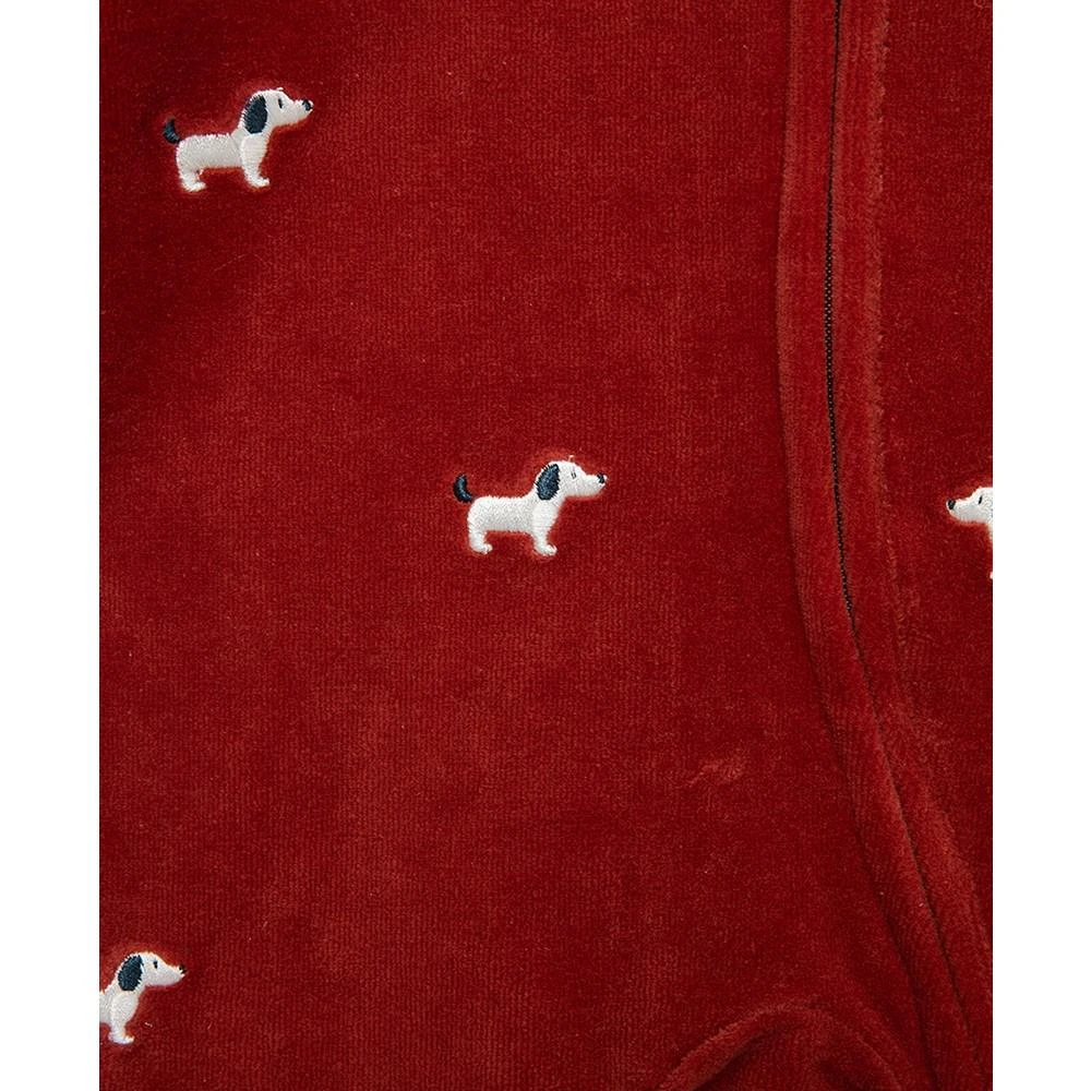 商品Little Me|Baby Boys Puppy Embroidered Velour Footed Coverall,价格¥142,第4张图片详细描述