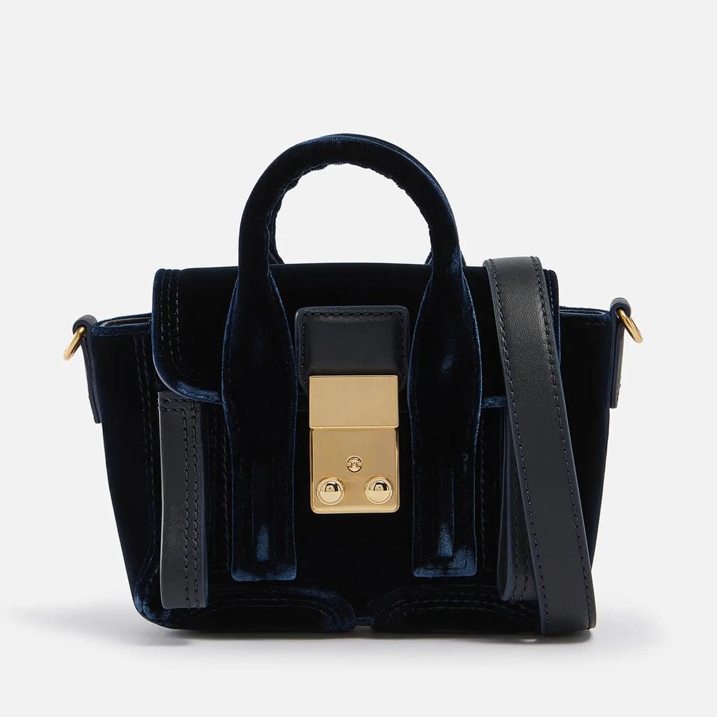 3.1 Phillip Lim Pashli Nano Leather-Trimmed Velvet Shoulder Bag商品第1张图片规格展示