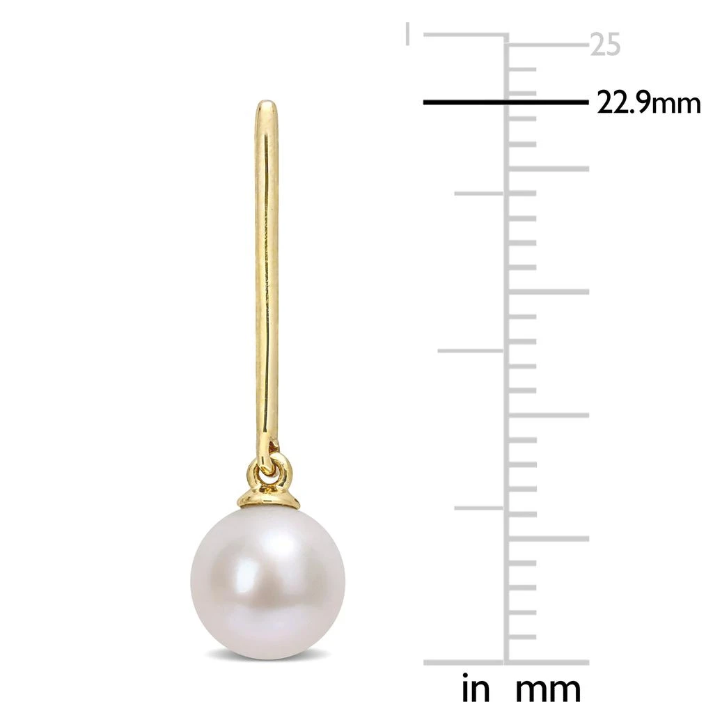 商品Mimi & Max|6-6.5 MM Cultured Freshwater Pearl Linear Dangle Earrings in 10k Yellow Gold,价格¥617,第2张图片详细描述