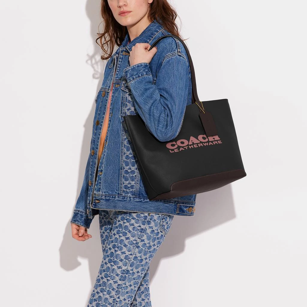 商品Coach|Coach Women's Colourblock Leather Kia Tote Bag - Black Multi,价格¥1196,第2张图片详细描述