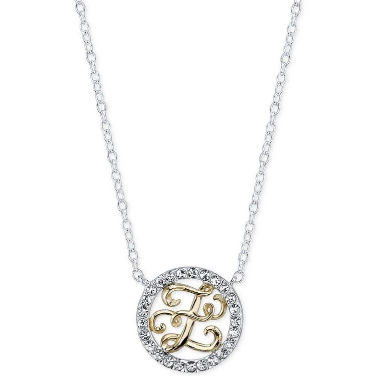 商品Unwritten|Initial "Z" Pendant Necklace with Crystal Pavé Circle in Sterling Silver and Gold Flash,价格¥150,第2张图片详细描述