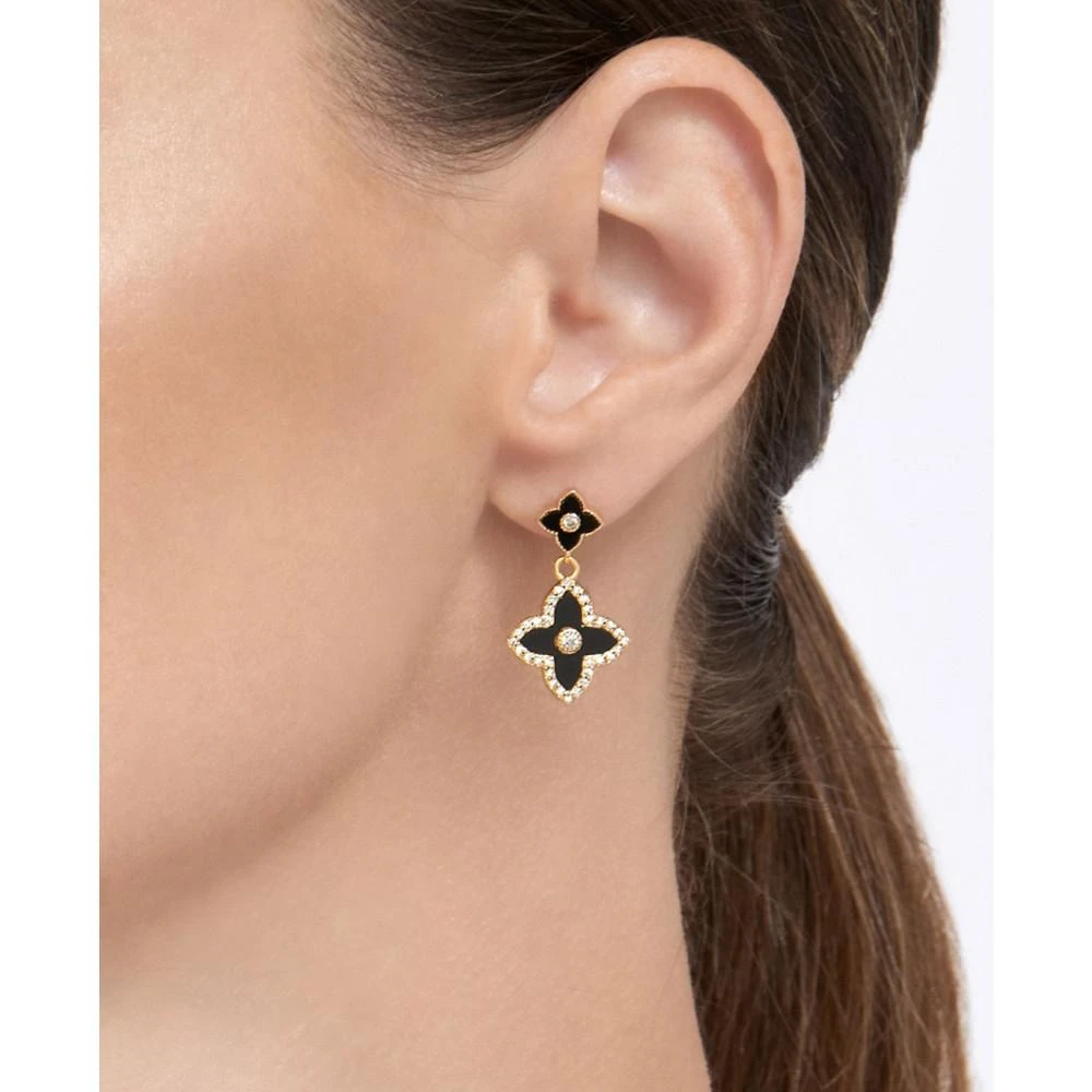 商品ADORNIA|14K Gold Plated Black Clover Drop Earrings,价格¥279,第2张图片详细描述