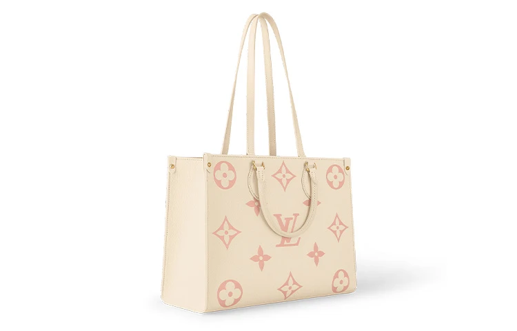 商品[国内直发] Louis Vuitton|ONTHEGO 双色老花 压纹牛皮革 托特包Tote包购物袋手提包 中号 女款 奶油白/粉色,价格¥39714,第3张图片详细描述