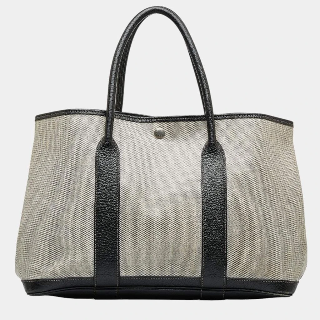 商品[二手商品] Hermes|Hermes Beige Toile Canvas and Leather Garden Party Tote Bag,价格¥9611,第1张图片