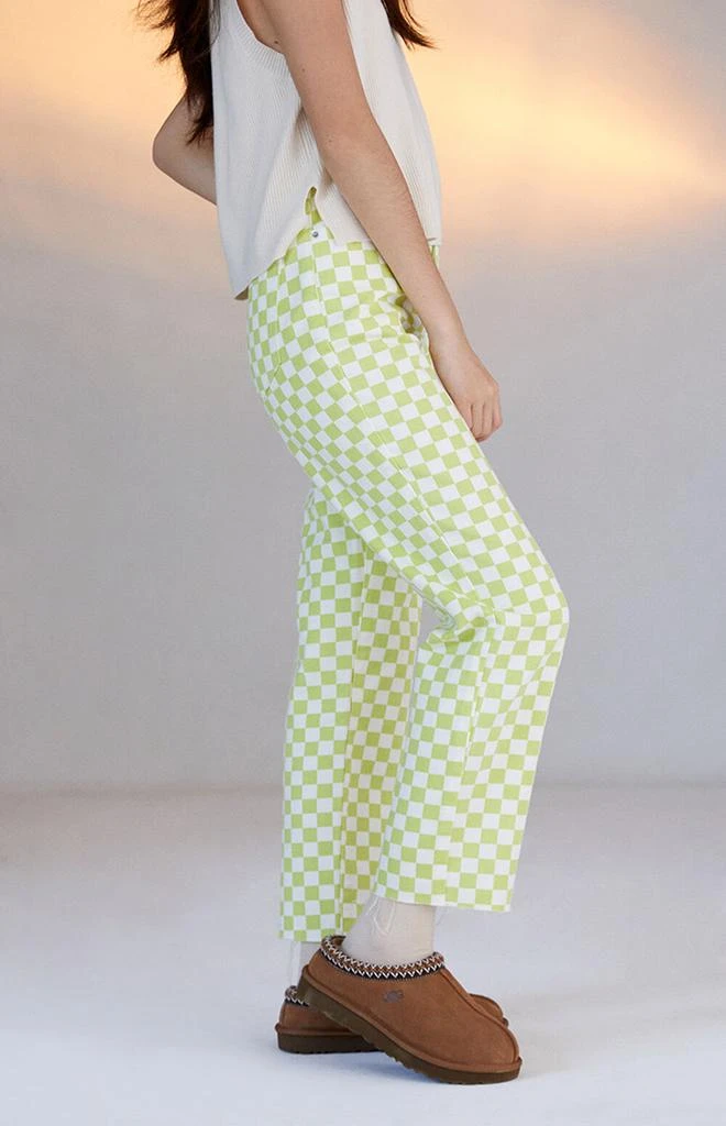 商品PacSun|Eco Lime Checkerboard High Waisted Straight Leg Jeans,价格¥133,第3张图片详细描述