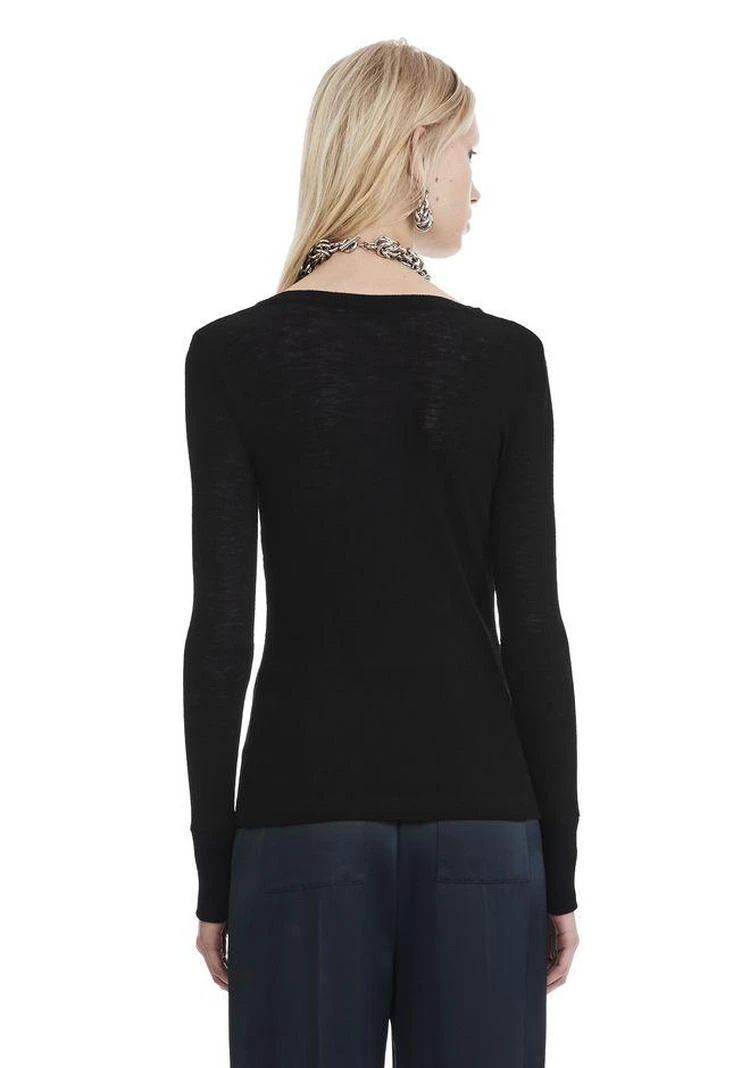 商品Alexander Wang|SHEER WOOLY RIB L/S DEEPV TOP,价格¥928,第2张图片详细描述