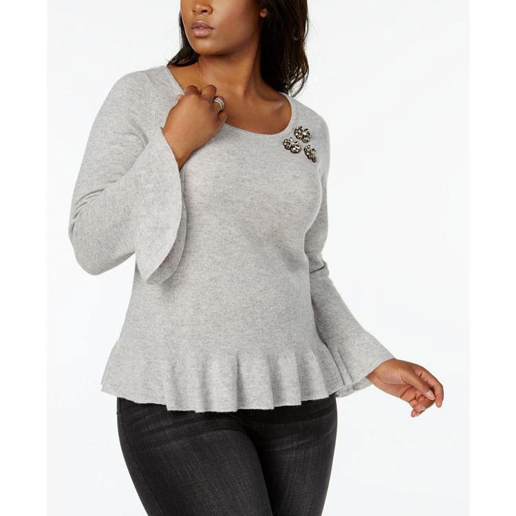 商品Charter Club|大码 Cashmere Embellished Peplum Sweater, Created for Macy's,价格¥674,第1张图片