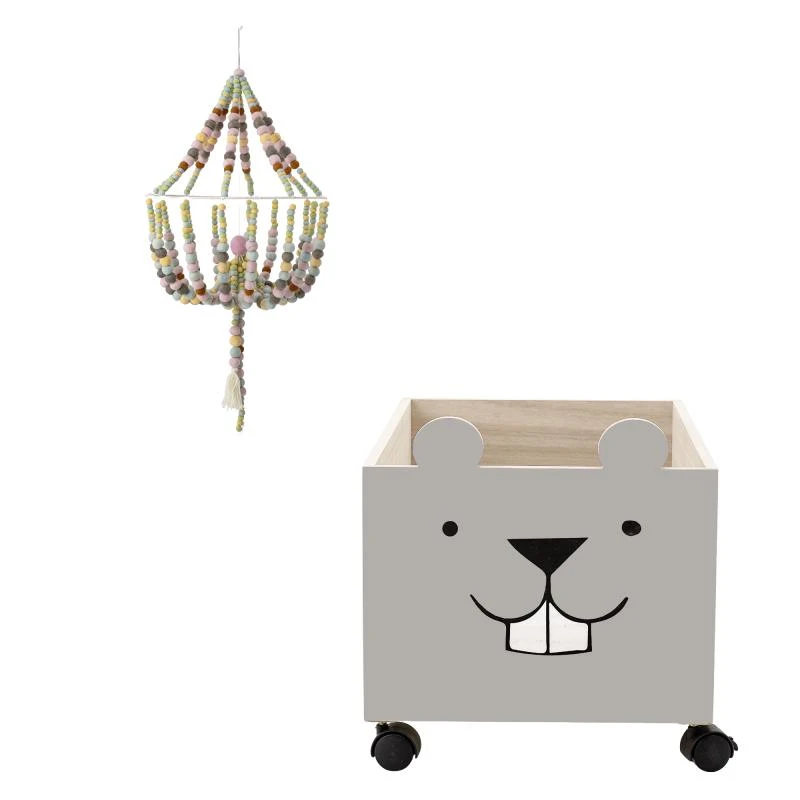 商品Bloomingville|Woolen colorful baby mobile and beaver storage box with wheels set,价格¥2314,第1张图片