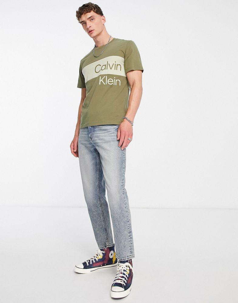 Calvin Klein Jeans institutional blocking t-shirt in khaki商品第3张图片规格展示